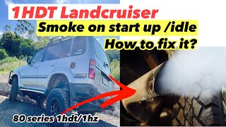 1HZ 1HDT Landcruiser smoke on idle start up [upl. by Irisa]