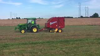 John Deere 3046R with New Holland RB450U baler [upl. by Leona534]