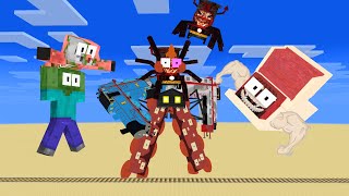 CHOO CHOO ROBOT amp PIGLIN ZOMBIE ROBOT  EVIL BRIDGE WORM ROBOT Minecraft Animation [upl. by Philemol]