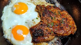 Breakfast chops and eggs  Pork Chop Recipe subscribe [upl. by Stern564]