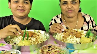 PANTA BHAT – MURI – PIYAJ MAKHA CHAAT COMPETITION  WATER RICE ALU VORTA CONTEST  EATING CHALLENGE [upl. by Ashbey]