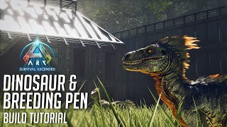 ARK Survival Ascended  Jurassic Park Dino And Breeding Pen  Build Tutorial [upl. by Letnom]