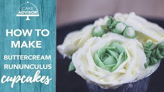 How to pipe buttercream flowersrununculus cupcake by Cake Advisor [upl. by Alitta806]