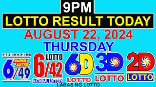 Lotto Result Today 9pm August 22 2024 PCSO [upl. by Jit245]