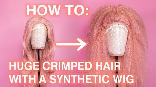 How To Style Huge Crimped Hair with a Synthetic Wig [upl. by Edaj258]