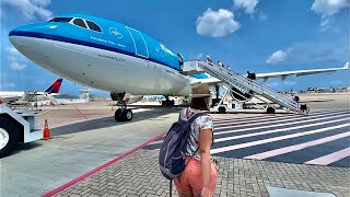 🇸🇽 Sint Maarten SXM to Amsterdam Schiphol AMS 🇳🇱 KLM Airbus A330 via Curaçao FULL FLIGHT REPORT [upl. by Llenehc842]