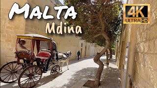 Malta Mdina and Rabat Walking tour 4k [upl. by Adiesirb]