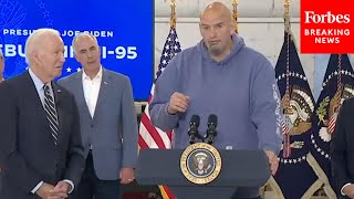 John Fetterman Praises Biden For Helping Fix Bridges In Event Promoting I95 Repairs [upl. by Nagaem871]