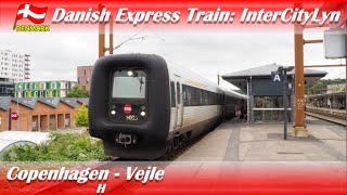 Train Trip in Denmark🇩🇰 Danish Faster Inter City quotInterCityLynquot from Copenhagen to Vejle [upl. by Cadal493]