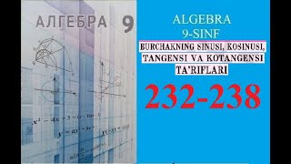 9SINF ALGEBRA MAVZU BURCHAKNING SINUSI KOSINUSI TANGENSI KOTANGENSI 232238 [upl. by Eigla]