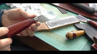 Stropping A Cheap Skiving Knife To Super Sharp [upl. by Cralg898]