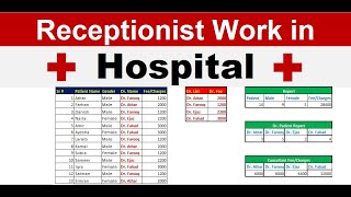 MS Excel Hospital Reception work in computer  Data Entry work in excel [upl. by Fi777]