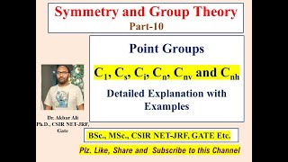 Point GroupsC1 Cs Ci Cn Cnv and Cnh Detailed discussion with examplessymmetryand GroupTheory [upl. by Nylram681]