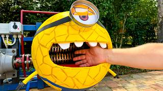 Real Life MEGA MINION Shredder Robot Eats Almost Anything amp Anyone [upl. by Jaynell]