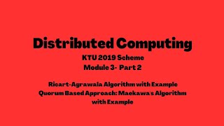 Distributed Computing KTU 2019 Scheme Ricart Agrawala Algorithm Maekawas Algorithm [upl. by Margarethe]