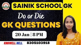 Do or Die GK Questions  GK for Sainik School  RMS  Akshata Dahake Knowell Bell 8305103918 [upl. by Naelcm363]