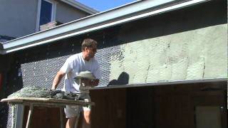 Here is some basic instruction on how to apply scratch coat stucco keep walls moist between coats [upl. by Latihs]