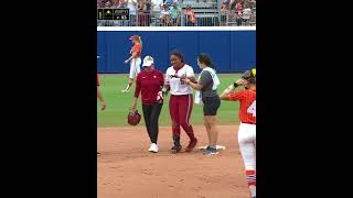 BIG COLLISION in the Womens College World Series shorts [upl. by Coke]