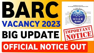 BARC Big Update  BARC Recruitment 2023  BARC Exam Date 2023  BARC Admit Card 2023  BARC Vacancy [upl. by Sallad]