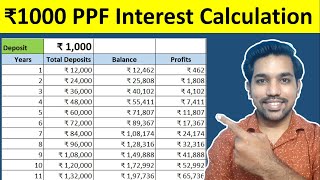 ₹1000 PPF Interest Calculation for 15 Years  PPF Calculator and Account Benefits [upl. by Coop586]