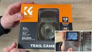 Trail Camera 4K 48MP Game CameraKampF Concept 120° WideAngle Hunting cam unboxing and instructions [upl. by Iadrahc686]