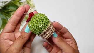 🌵Llavero de cactus a crochet 🌵PATRON 3D tendencia a crochet  súper fácil CACTUS [upl. by Sirama]