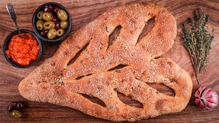 Cold Fermented Fougasse with Olives  French Bread Recipe [upl. by Woermer]