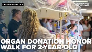 2yearold West Virginia girl saves four babies with organ donation receives honor walk [upl. by Alekahs]