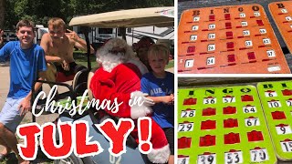 Playing Chocolate Bar Bingo at the Christmas in July Weekend at the Campground ⛺️ [upl. by Milan]