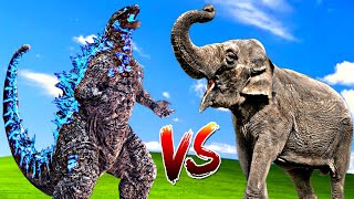 Godzilla vs Elephant Fight With SHINCHAN vs CHOP Epic Battle [upl. by Nongim]