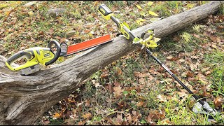 Ryobi Expand It Brush Cutter and 18v Hedge Trimmer real world test [upl. by Ginni236]