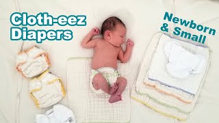 CLOTHEEZ NEWBORN DIAPERS FIT amp REVIEW Prefolds Flats Workhorse Fitted Wrap Covers [upl. by Adall]