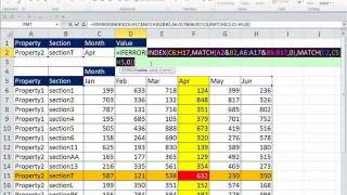 Excel Magic Trick 781 Three Way Lookup INDEX and MATCH and Concatenated Ranges amp Cells [upl. by Ainat]