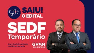 Concurso SEDF Temporário  Saiu o Edital com iniciais de R 4 mil [upl. by Dnesnwot]