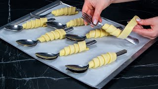 Prepare the best croissants at home  with puff pastry twisted over tablespoons [upl. by Alberic]