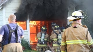 Firefighter Widow Maker  Garage Door LIVE BURN training AVOID THIS CLOSE CALL [upl. by Naamana]