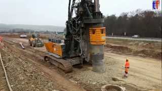 Liebherr LB28 DRILL on highway construction site A8 Karlsbad GERMANY 2013 [upl. by Pirri242]