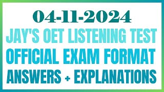 OET LISTENING TEST 04112024 oet oetexam oetnursing oetlisteningtest [upl. by Pearlstein459]