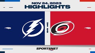 NHL Highlights  Lightning vs Hurricanes  November 24 2023 [upl. by Ydnab]