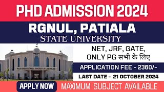 New PhD Admission 2024  Rajiv Gandhi National University of Law Patiala  RGNUL Punjab  Apply Now [upl. by Eseryt]