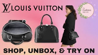 Louis Vuitton  LV  Alma BB Black Epi UNBOXING  The Fashion Try On [upl. by Ynnaej]