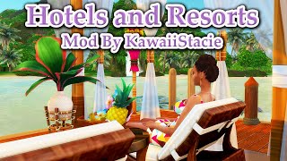 The Sims 4 Mod Review Hotels and Resorts \\ REQUIRES BG and Vintage Glamour [upl. by Okikuy926]