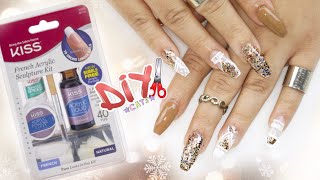 DIY KISS Acrylic Nail Kit  COFFIN NAILS STEP BY STEP [upl. by Odradlig]