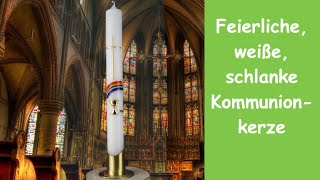 Kommunionkerze weiß mit Kelch und Regenbogen [upl. by Douville]