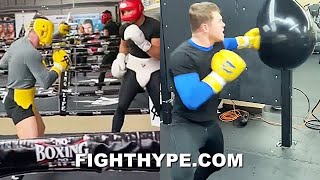 CANELO SPARRING TO BEAT DOWN SAUNDERS LETS LOOSE MONSTER BOMBS UNFAZED BY SOUTHPAW STANCE [upl. by Altis]