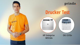 FarbLaserdrucker im Test HP Enterprise M553dn gegen OKI C610n – prindode [upl. by Akyssej65]