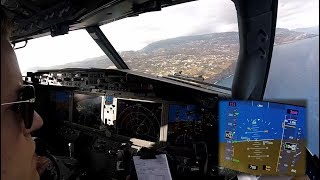 Boeing 737 MAX 8  Landing in Funchal Madeira  cockpit view [upl. by Attesoj]