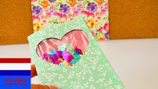 DIY kaart met confetti om te schudden  zelf verjaardagskaart met leuk effect maken  verrassing [upl. by Ventre]