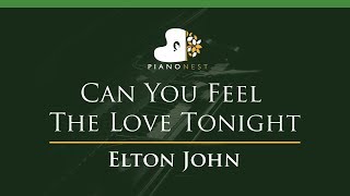 Elton John  Can You Feel The Love Tonight  LOWER Key Piano Karaoke  Sing Along [upl. by Anaitak357]