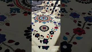 how to make Velvet aplic embroidery bedsheets flower bedsheet Headmade embroidery bedsheet [upl. by Osgood]